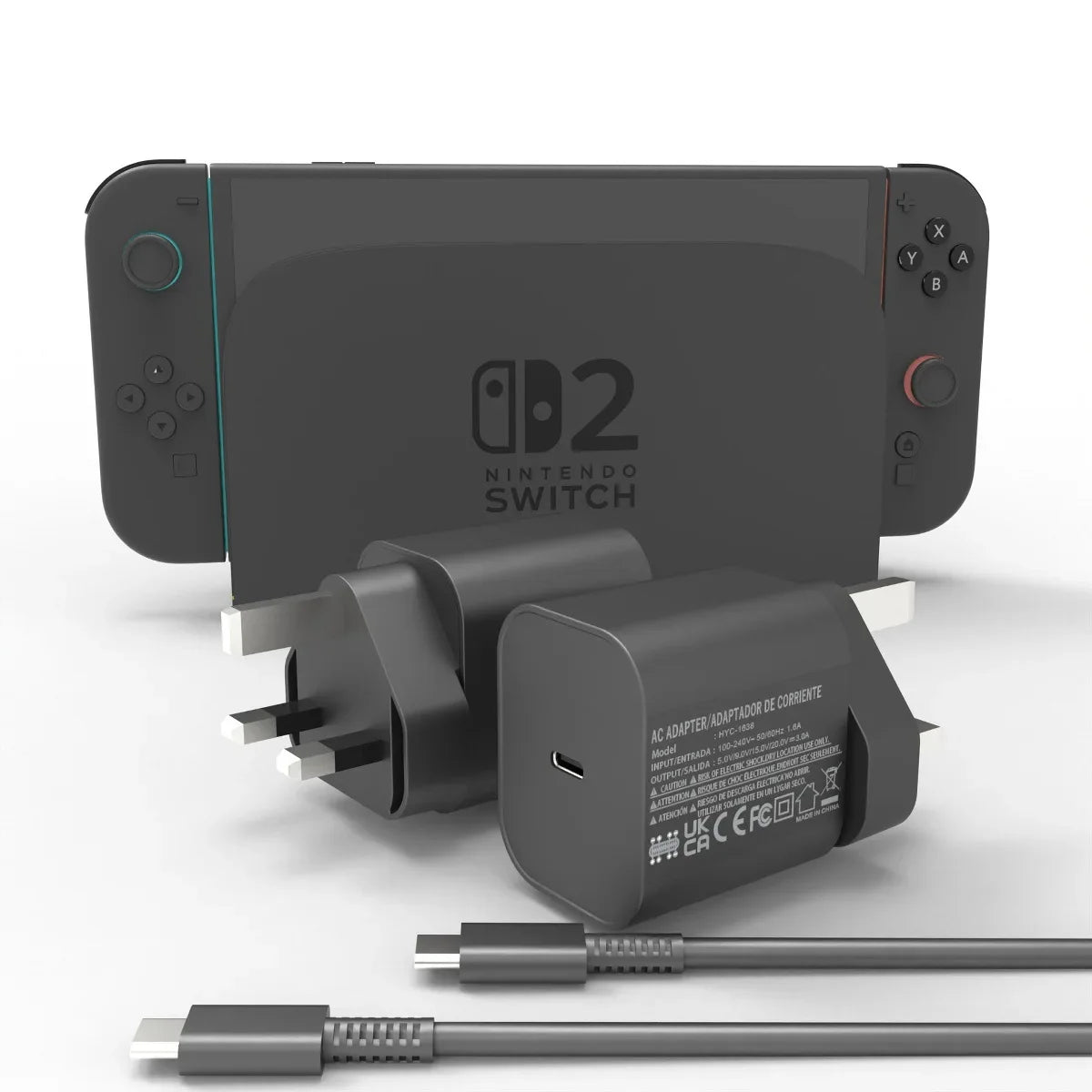 Switch 2 60W Fast Charger – PD 3.0 Certified Power Adapter for NS2 Console, Rapid Gaming Charging