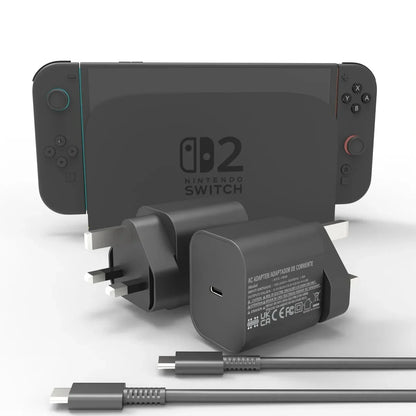Switch 2 60W Fast Charger – PD 3.0 Certified Power Adapter for NS2 Console, Rapid Gaming Charging