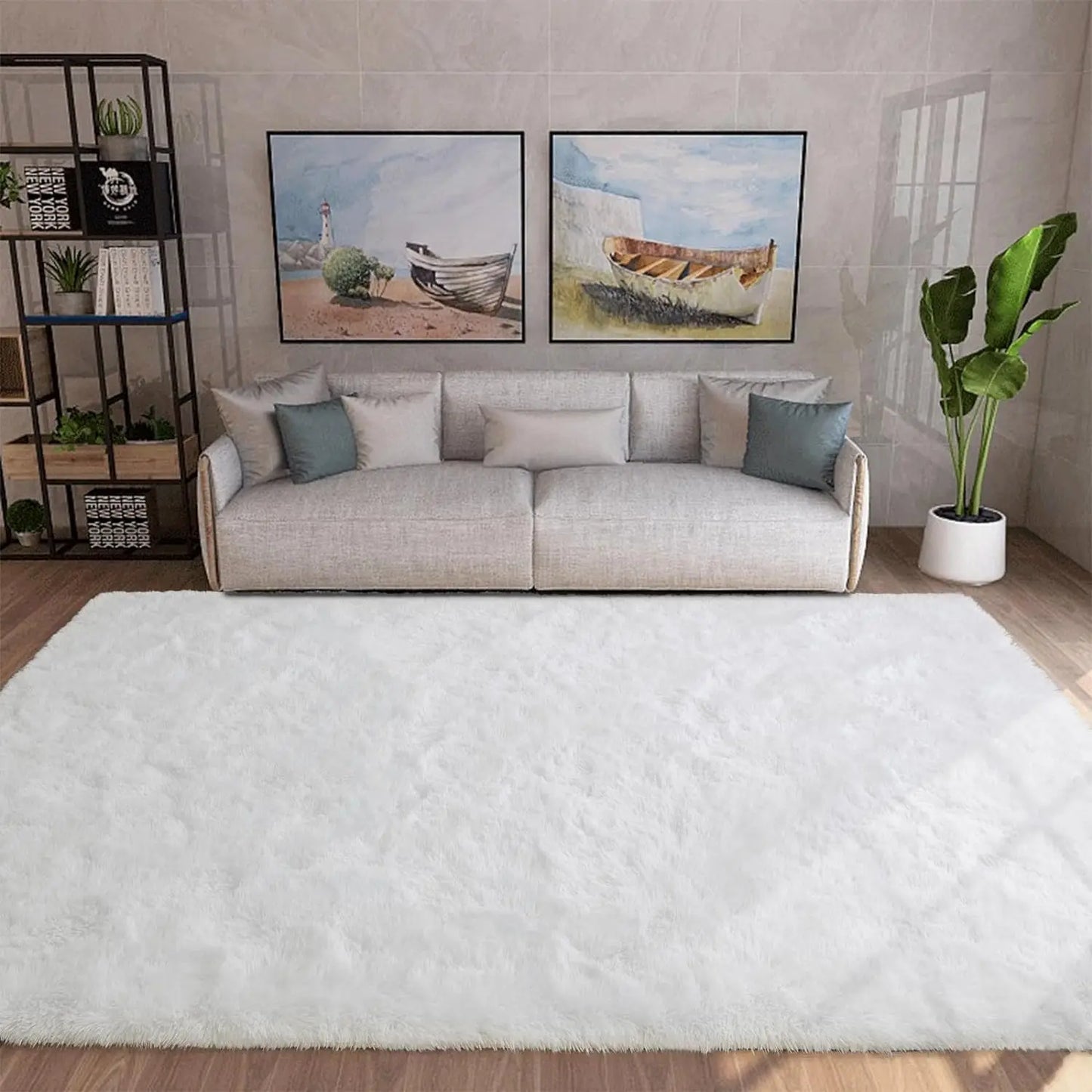 Silk Wool Plush Area Rug – Soft Fluffy Velvet Carpet for Living Room, Bedroom, Kids Room, Non-Slip Home Decor
