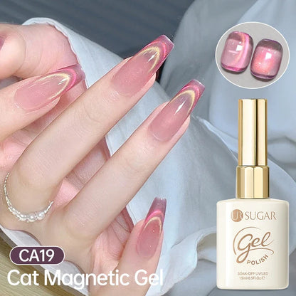 UR SUGAR Jelly Pink Cat Magnetic Gel Nail Polish 15ml - Glitter Ice Effect Soak Off UV LED Semi-Permanent Manicure Gel