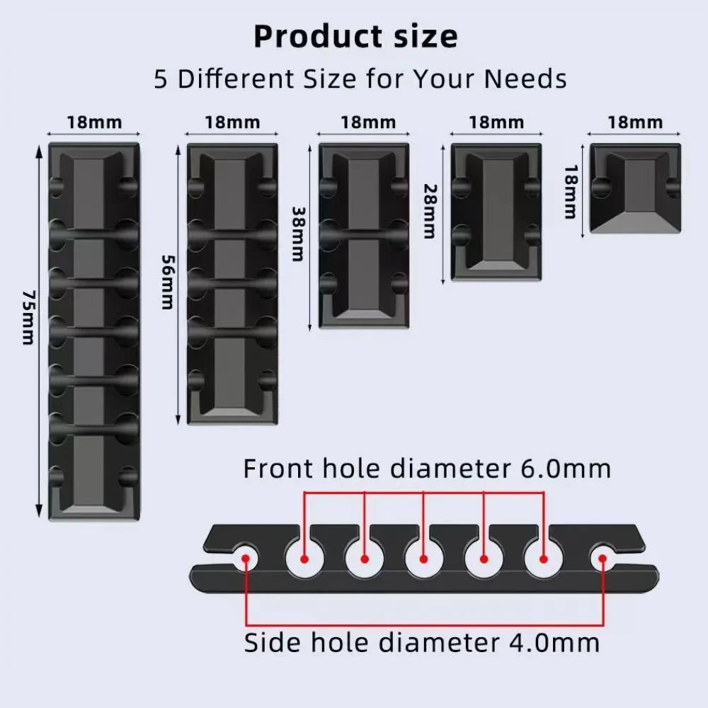Silicone Cable Holder Organizer - Flexible Cord Management Clips for USB Wires, Earphones, Mouse & Keyboard Cables