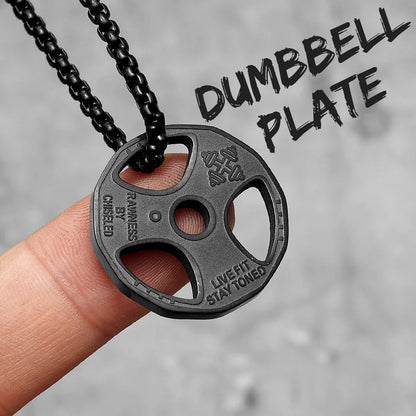 Messi, Ronaldo, Mbappé Football Jersey Necklace – Stainless Steel Dumbbell Pendant Chain for Men, Punk Gym Style