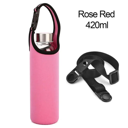 Insulated Water Bottle Carrier Bag - Adjustable Shoulder Strap Neoprene Bottle Cover Pouch for 550ml 750ml 1000ml 1500ml Bottles