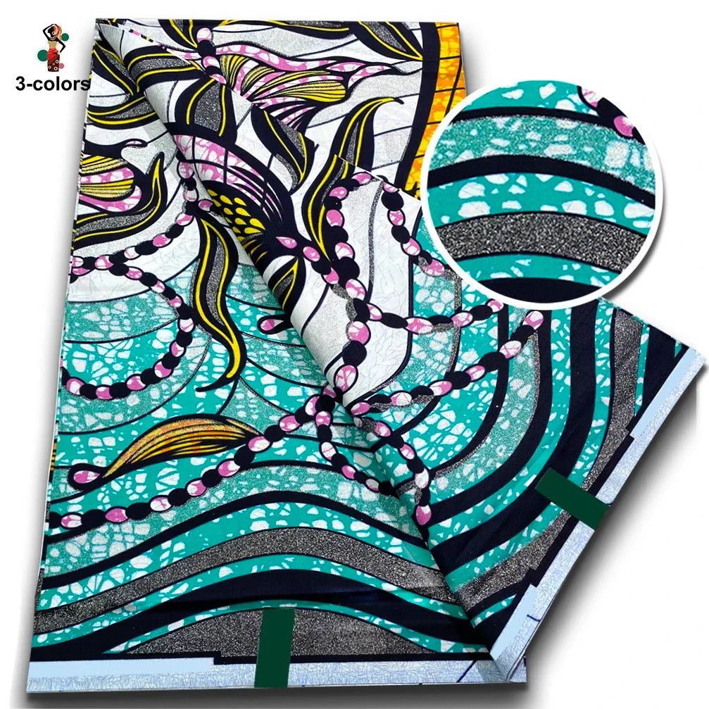 Super Glitter Golden Wax Fabric - Soft Cotton Ankara Batik with Flash Gold Print for Nigerian & African Fashion