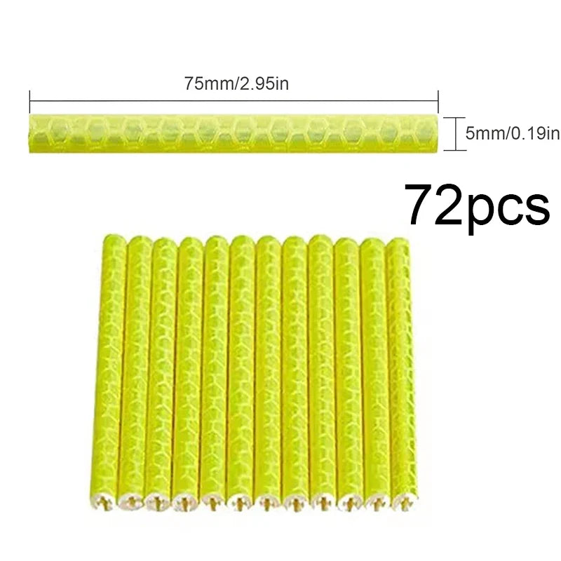 12-72pcs Bicycle Spoke Reflective Stickers - Colorful Wheel Safety Reflector Kit for DIY Bike Visibility & Protection