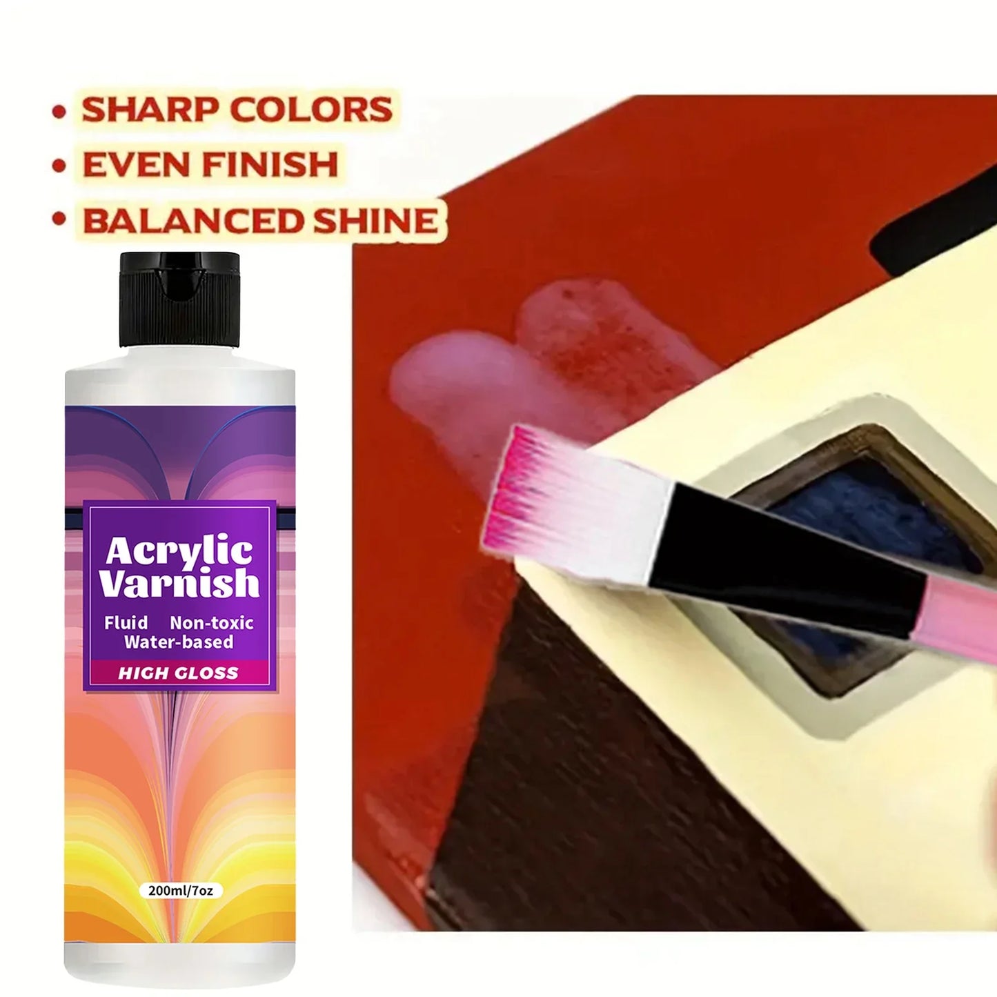 200ML Acrylic Varnish - High Gloss Clear Protective Coating for Paintings with Waterproof & Non-Yellowing Finish