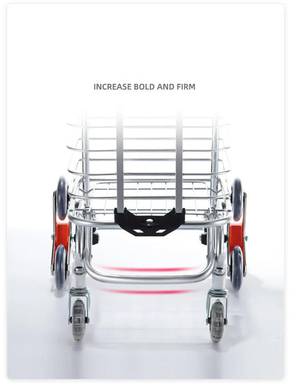 Aluminum Alloy Folding Grocery Cart – Portable Lightweight Shopping Trolley with Step Climbing for Supermarket & Food