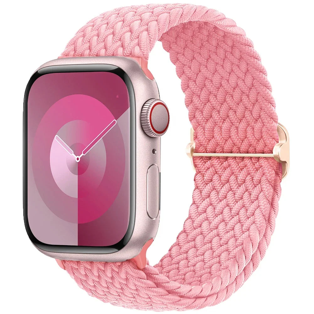 Braided Solo Loop Apple Watch Ultra Band – Elastic Nylon Adjustable Bracelet Strap for iWatch SE, Series 3–9 (38mm–49mm)