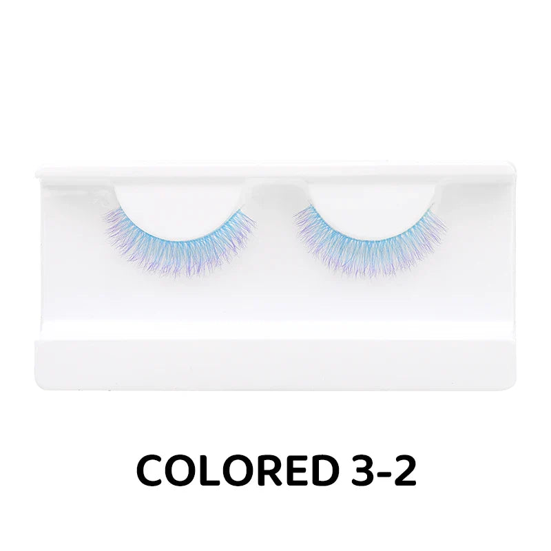 Colorful Halloween False Eyelashes – Blue, Red & Pink Cosplay Fake Lash Extensions for Makeup Looks