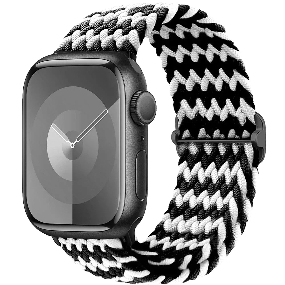 Braided Solo Loop Apple Watch Ultra Band – Elastic Nylon Adjustable Strap for iWatch SE, Series 3–9 (38mm–49mm) Bracelet Band