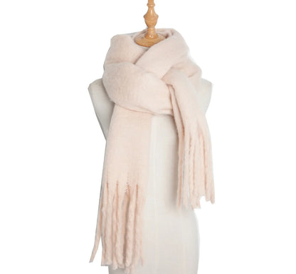 Luxury Women’s Winter Scarf – Cashmere Pashmina Shawl Wrap, Thick Soft Solid Tassel Scarf Long Stole