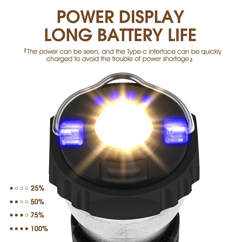 WEST BIKING Portable Camping Light - Magnetic USB Rechargeable LED Lantern & Flashlight for Outdoor Tent Camp