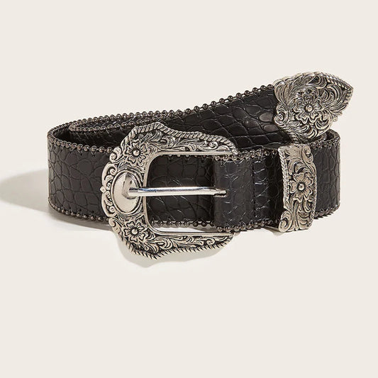 Unisex Jeans Belt — Goth Y2K Designer Punk Accessory, High-Quality Luxury Black Waistband 3.8cm for Men & Women