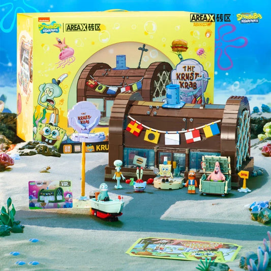 SpongeBob Krusty Krab Building Blocks – Creative Canteen Scene Model Bricks Desktop Toy for Kids