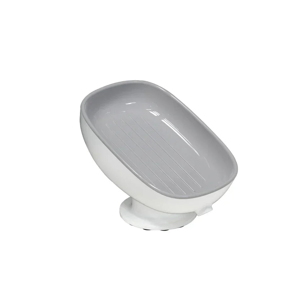 Self-Draining Soap Dish Holder - Suction Cup Bathroom Soap Box with Portable Design for Shower Accessories
