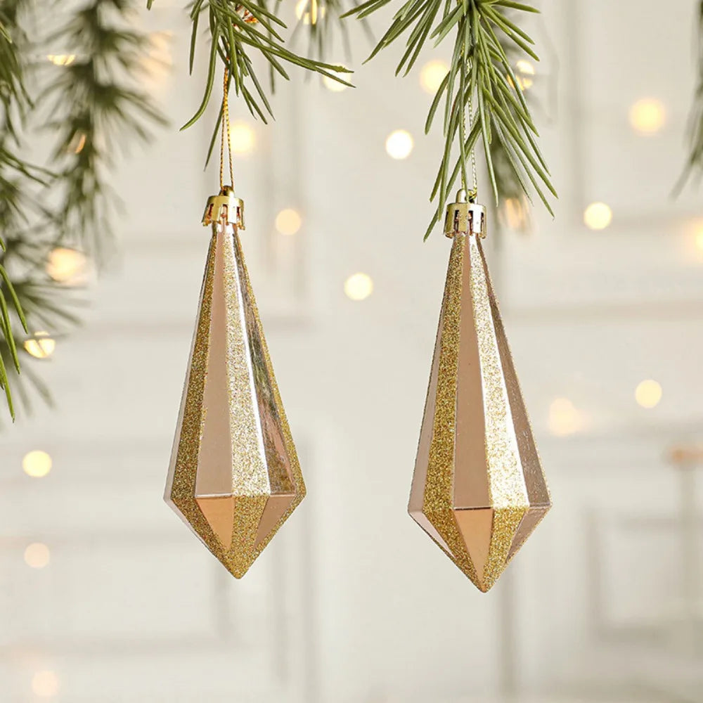 2PCS Red & White Christmas Hanging Ornaments – Plastic Santa Claus Tree Decorations for Holiday Party & Festival Supplies