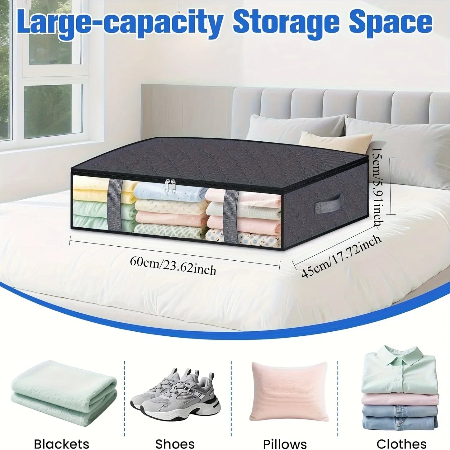 4-Pack Under Bed Storage Bags – Space-Saving Blanket, Shoe & Bedding Organizer for Bedroom Storage and Organization
