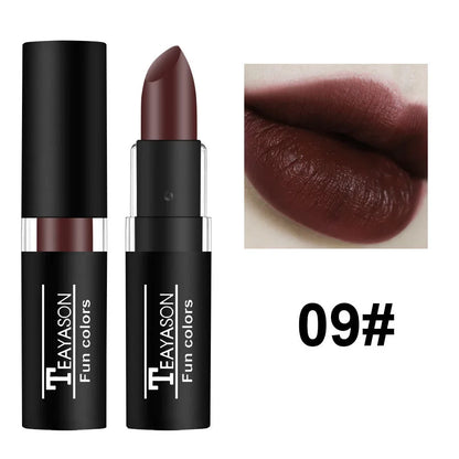 12 Color Matte Lipstick Set - Waterproof Long Lasting Lip Gloss Makeup in Black Blue Purple & Red Shades