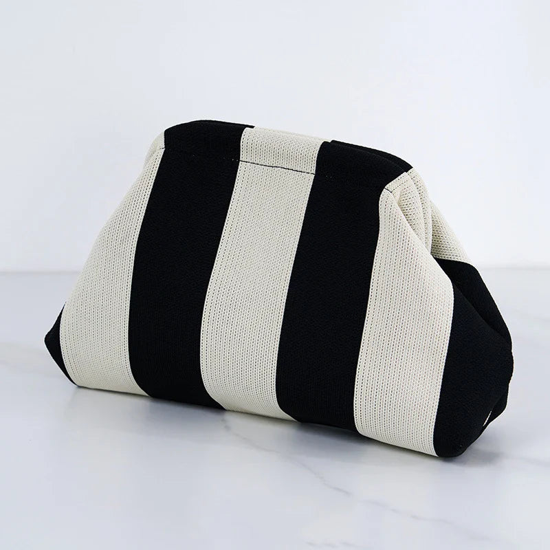 Summer Woven Crochet Clutch Bag – Women’s Cute Ruched Cloud Handbag, Casual Colorblock Purse
