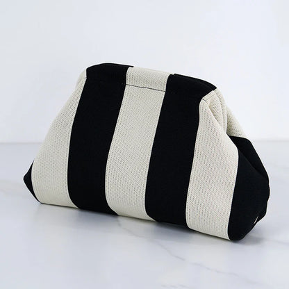 Summer Woven Crochet Clutch Bag – Women’s Cute Ruched Cloud Handbag, Casual Colorblock Purse