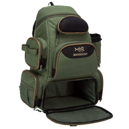 Bassdash Tactical Fishing Tackle Backpack – Lightweight Multifunctional Tackle Bag with Storage Boxes