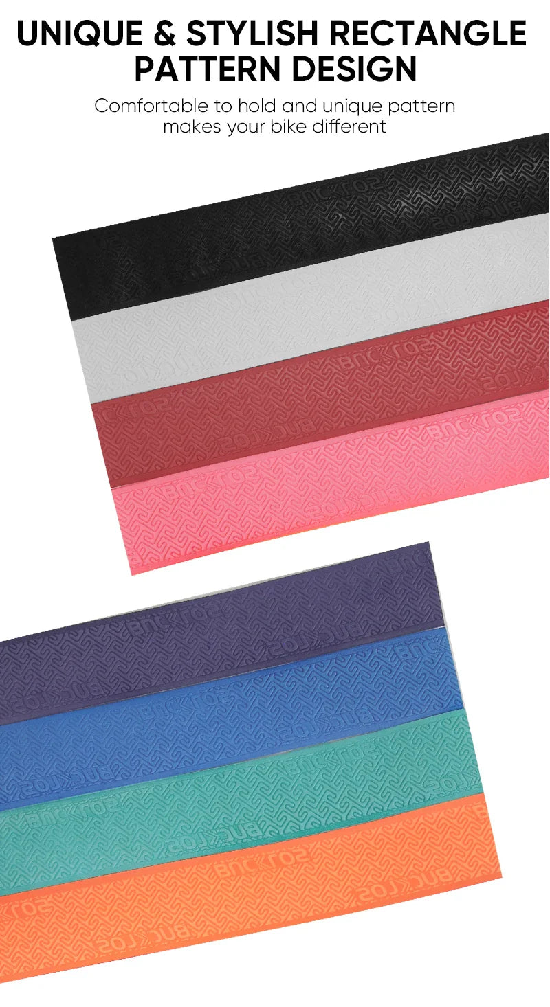 BUCKLOS Road Bike Handlebar Tape – PU Shock-Absorbing Anti-Slip Wrap with Bar End Plugs for Cycling