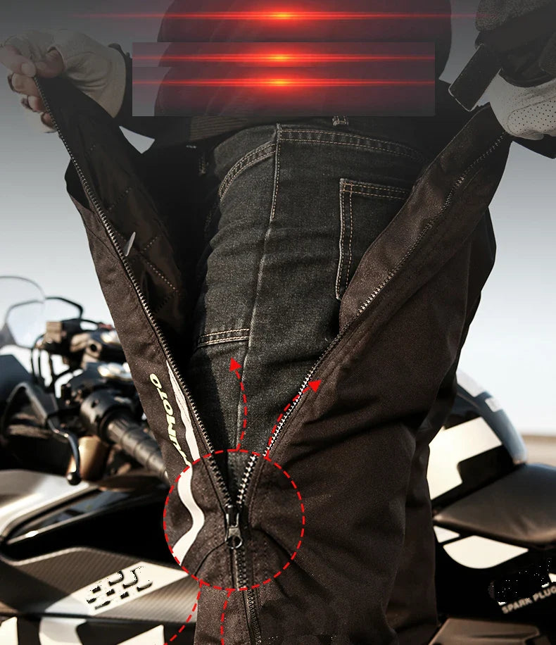 AMU Motorcycle Quick Take-Off Pants - Waterproof, Windproof, Thermal Protective Gear for Men & Women