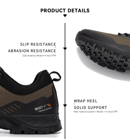 Baasploa Men's Waterproof Hiking Shoes – Anti-Skid, Wear-Resistant Outdoor Sneakers for Travel & Sports