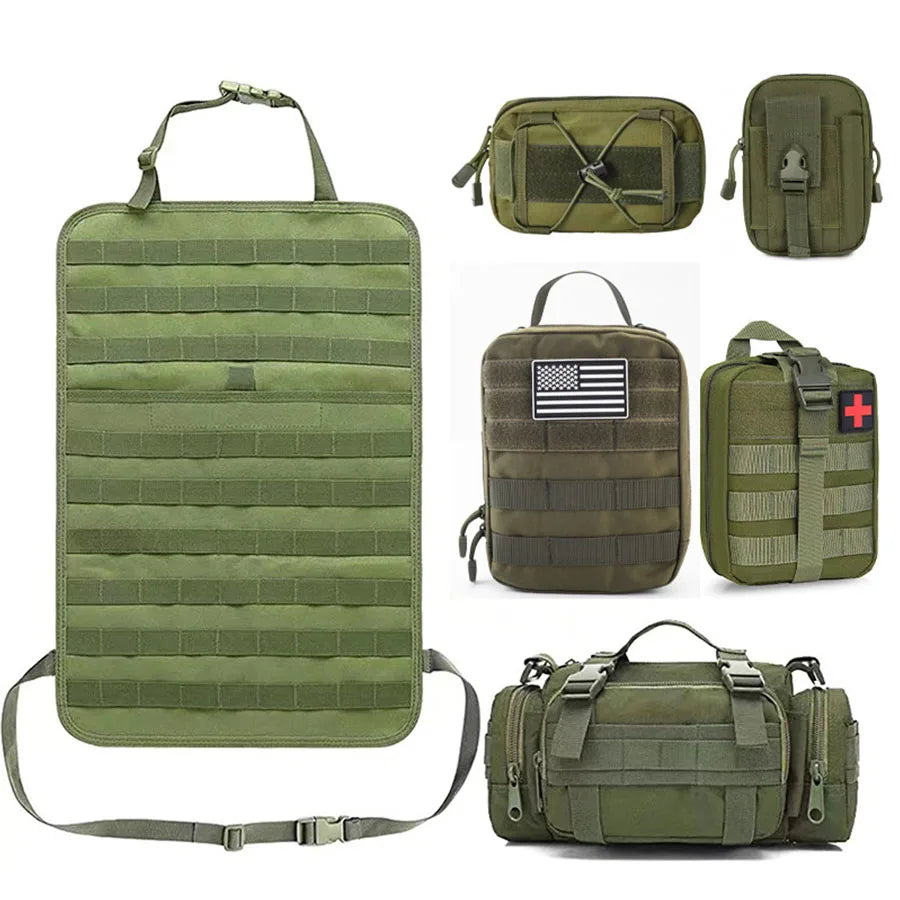 High-Quality 6-in-1 Car Back Seat Organizer – 55x37CM 600D Tactical Hanging Storage Bag