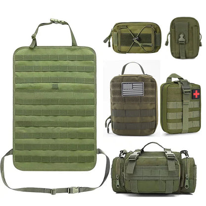 High-Quality 6-in-1 Car Back Seat Organizer – 55x37CM 600D Tactical Hanging Storage Bag