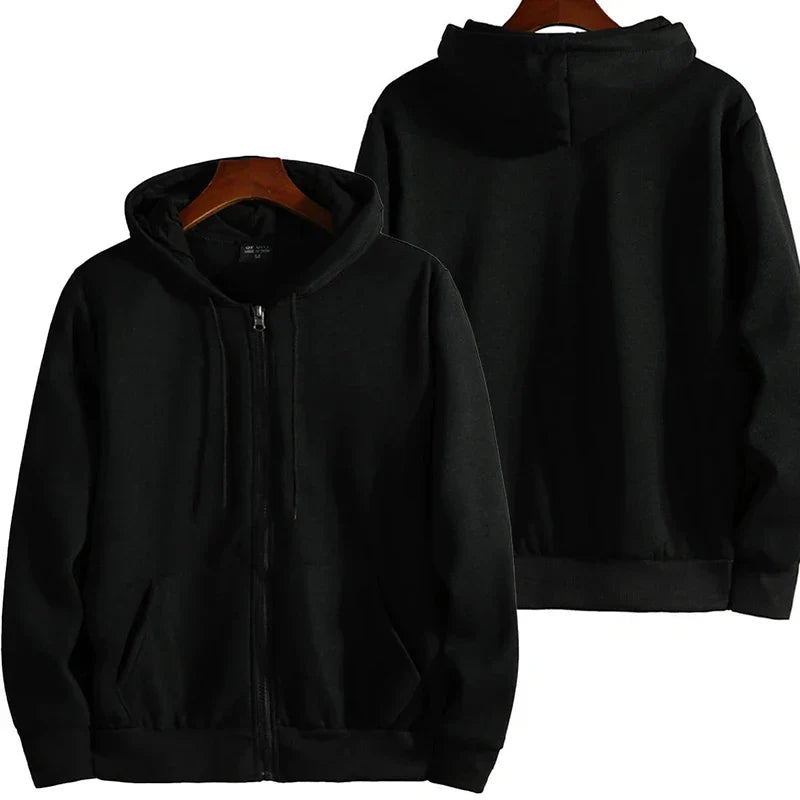 Men’s Zipper Hoodie – Autumn Winter Long Sleeve Casual Sportswear Hooded Sweatshirt Loose Fit