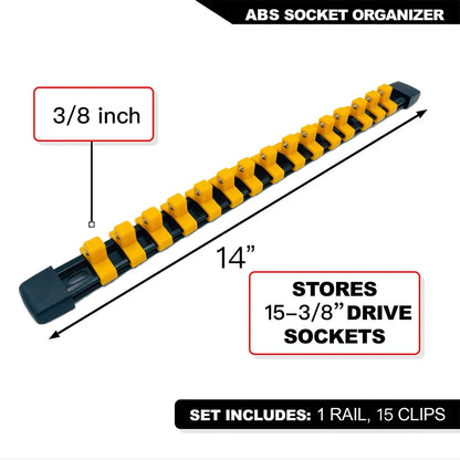 Universal Socket Organizer Rail – 1/4", 3/8", 1/2" Wrench Holder Plastic Bracket for Wall Mount & Home Repair Tools