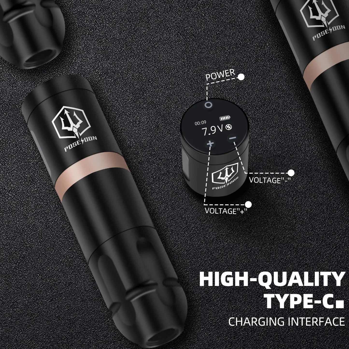 POSEIDON Wireless Rotary Tattoo Pen Set – High-Quality Coreless Motor Machine Kit for Professional Tattoo Artists