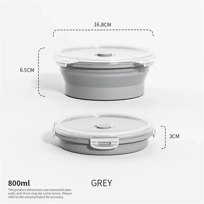 Collapsible Silicone Food Storage Container - Portable Lunch Box with Lid for Microwave & Freezer Use