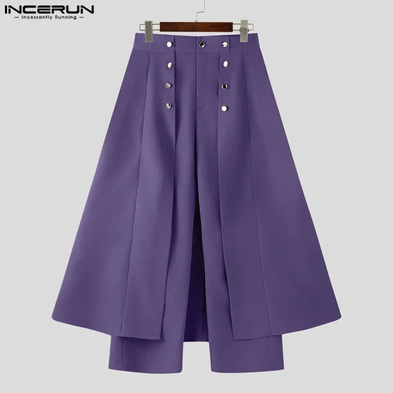 INCERUN Men Irregular Jogger Pants - Loose Casual Streetwear Trousers Solid Color Fashion Long Pants S-5XL