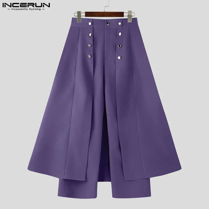 INCERUN Men Irregular Jogger Pants - Loose Casual Streetwear Trousers Solid Color Fashion Long Pants S-5XL