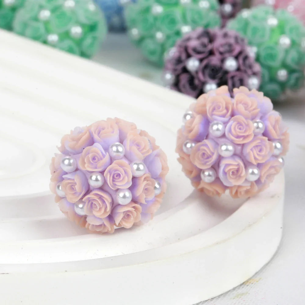 20mm Rose Flower Ball Pearl Beads – 1/3/5PCS Polymer Acrylic Beads for DIY Jewelry Making, Necklaces, Bracelets & Earrings