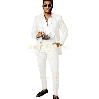 Men's Brown 2 Piece Suit - Shawl Collar Single Breasted Tuxedo Blazer & Pants Set For Wedding, Business & Formal Events