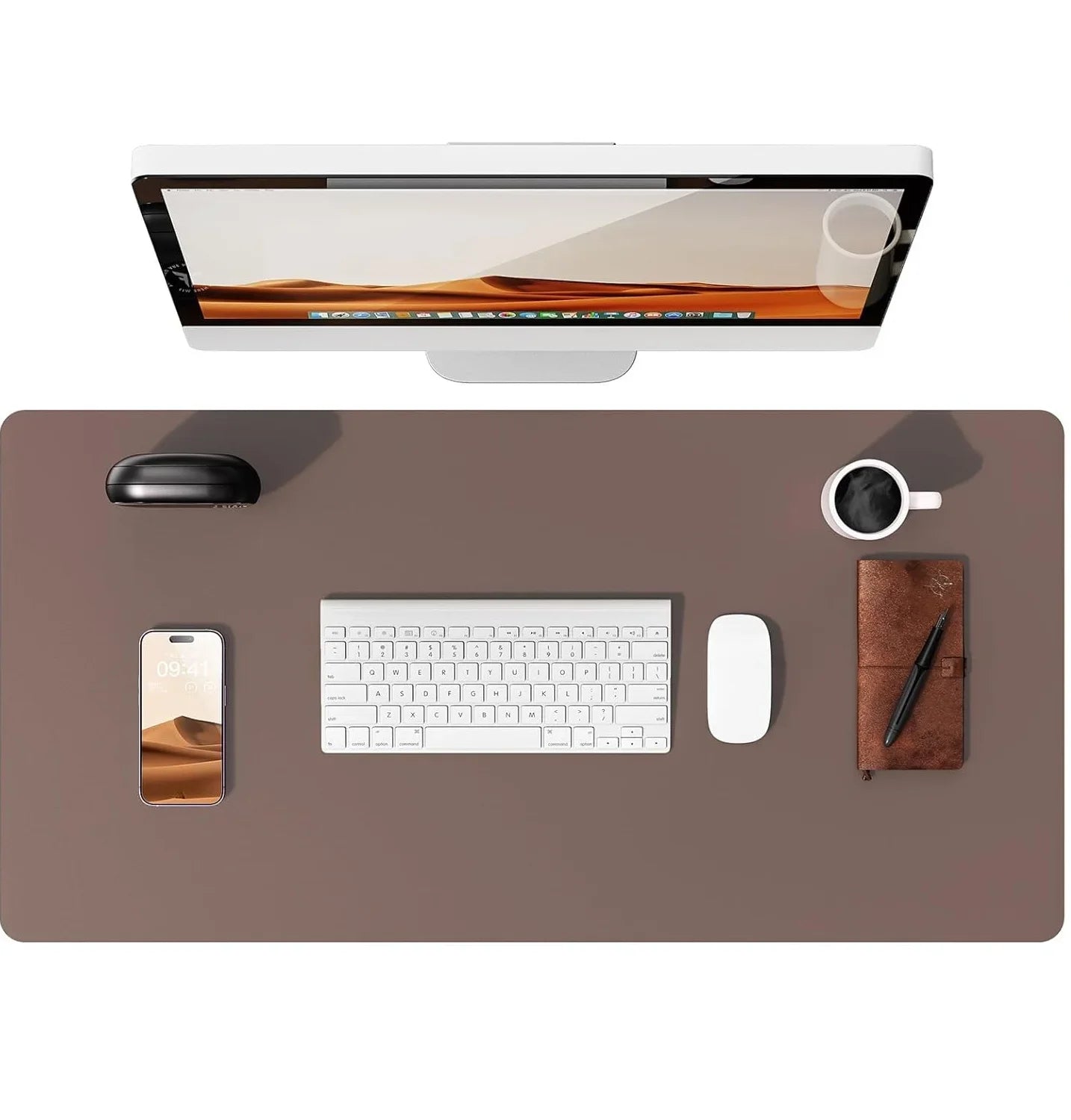 Large Leather Mouse Pad Desk Mat - Non-Slip PU Leather Office Desk Protector for Laptop & Workspace Setup