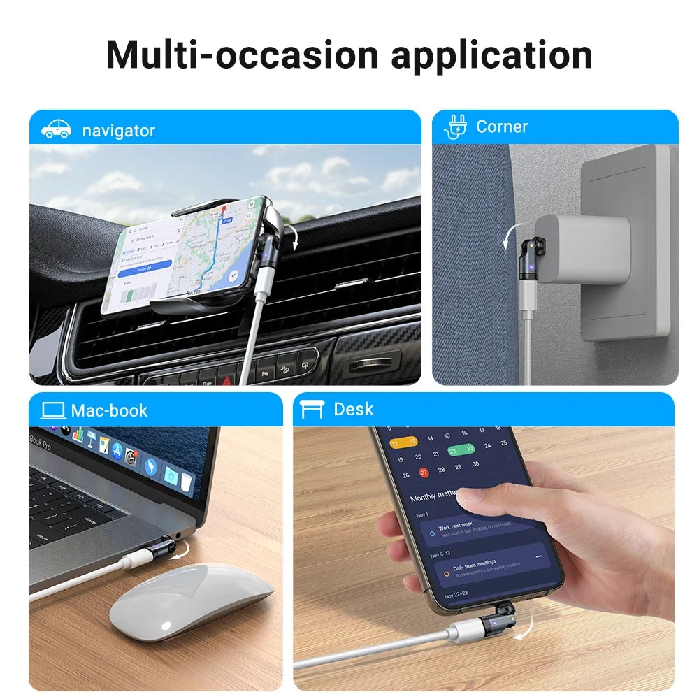 AUFU PD240W USB-C OTG Adapter - 540° Rotating 5A Fast Charging Converter for iPhone, MacBook, Samsung & Xiaomi
