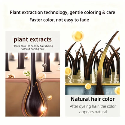 YUITIKUE Brown Hair Dye Shampoo - 4-in-1 Ginger Formula for Hair Coloring Moisture and Nourishing Care
