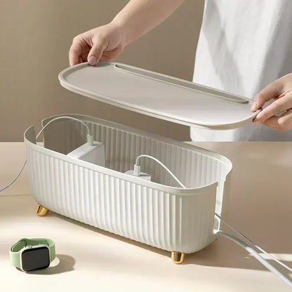 Nordic Style Plug Board & Cable Organizer – Desktop Storage Box for Socket, WiFi Router, Cables & Accessories