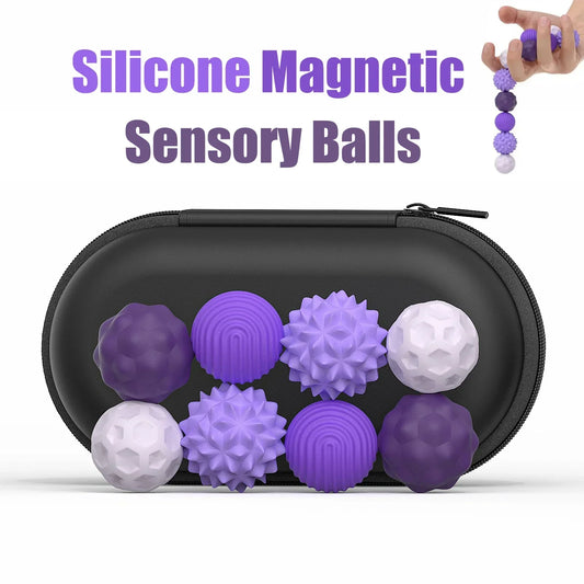 Silicone Magnetic Sensory Fidget Balls – Anxiety Relief Worry Stress Toys for Autism, Kids & Adults Calming Sensory Toy
