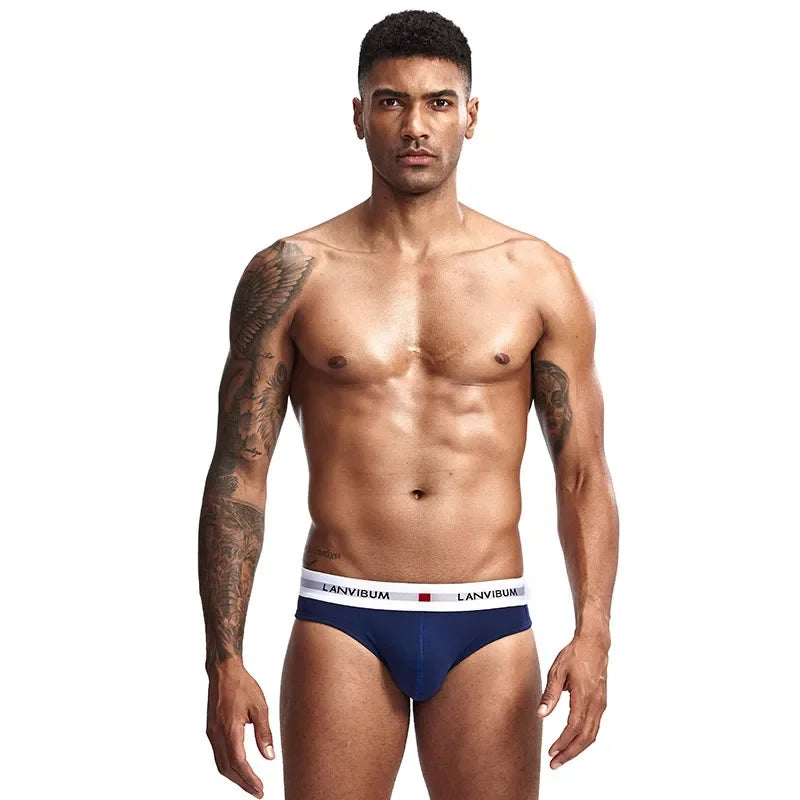 3PCS Men’s Pure Cotton Low Waist Briefs – Breathable Elastic Sexy Loose Fit Underwear for Summer Comfort Wear