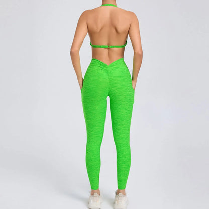 Sexy Women’s Yoga Set – Crop Top Sports Bra & Shorts Gym Tracksuit for Running, Fitness & Workout