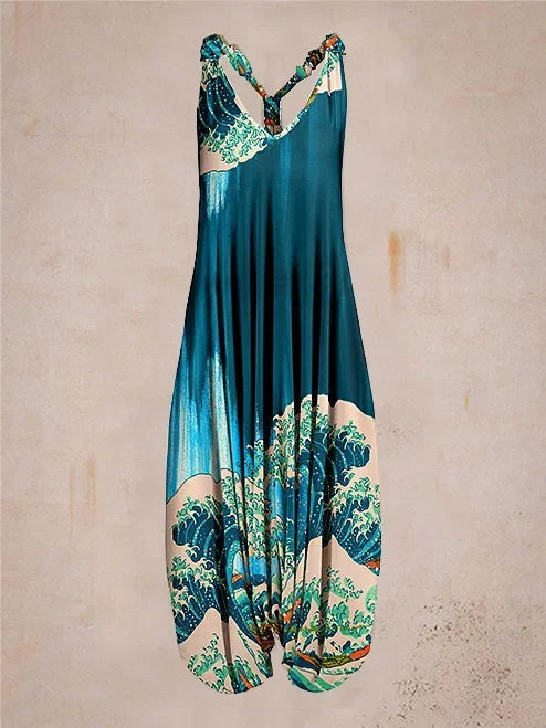 Bohemian Wide Leg Jumpsuit - Vintage Mandala Paisley Print Loose Fit Backless Women Harem Romper