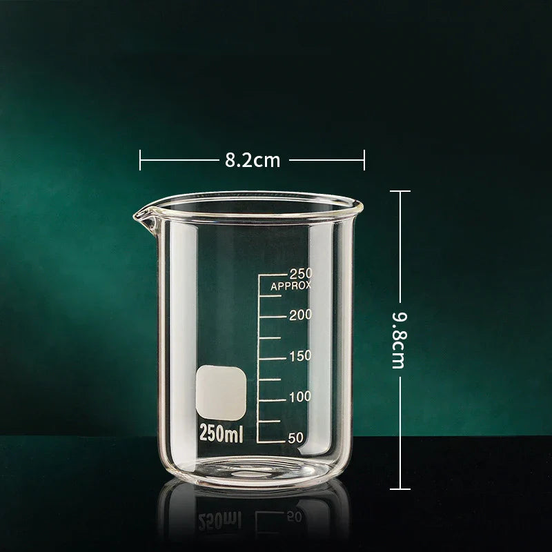 High Borosilicate Glass Measuring Cup – Clear Scale Laboratory Beaker, Kitchen & Baking Measuring Cup (50-1000ml)