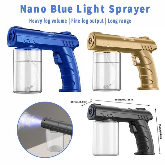 280ML Nano Blue Light Spray Gun - Wireless USB Electric Atomizer Mist Sprayer For Barber Aftershave Garden Disinfection