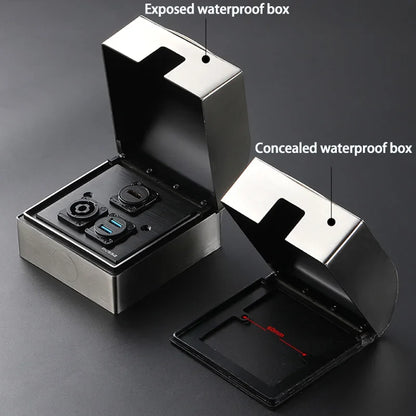 86 Panel Power Box Module - D Type 1/2/3/4 Hole Brushed Matte Blank Plate for XLR HDMI USB BNC VGA RJ45 Connections