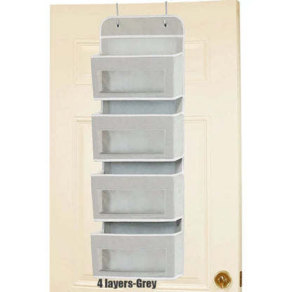 Over The Door Hanging Organizer - 1/3/4/5 Pocket Wall Mounted Storage Rack for Bathroom, Dorm & Clothes
